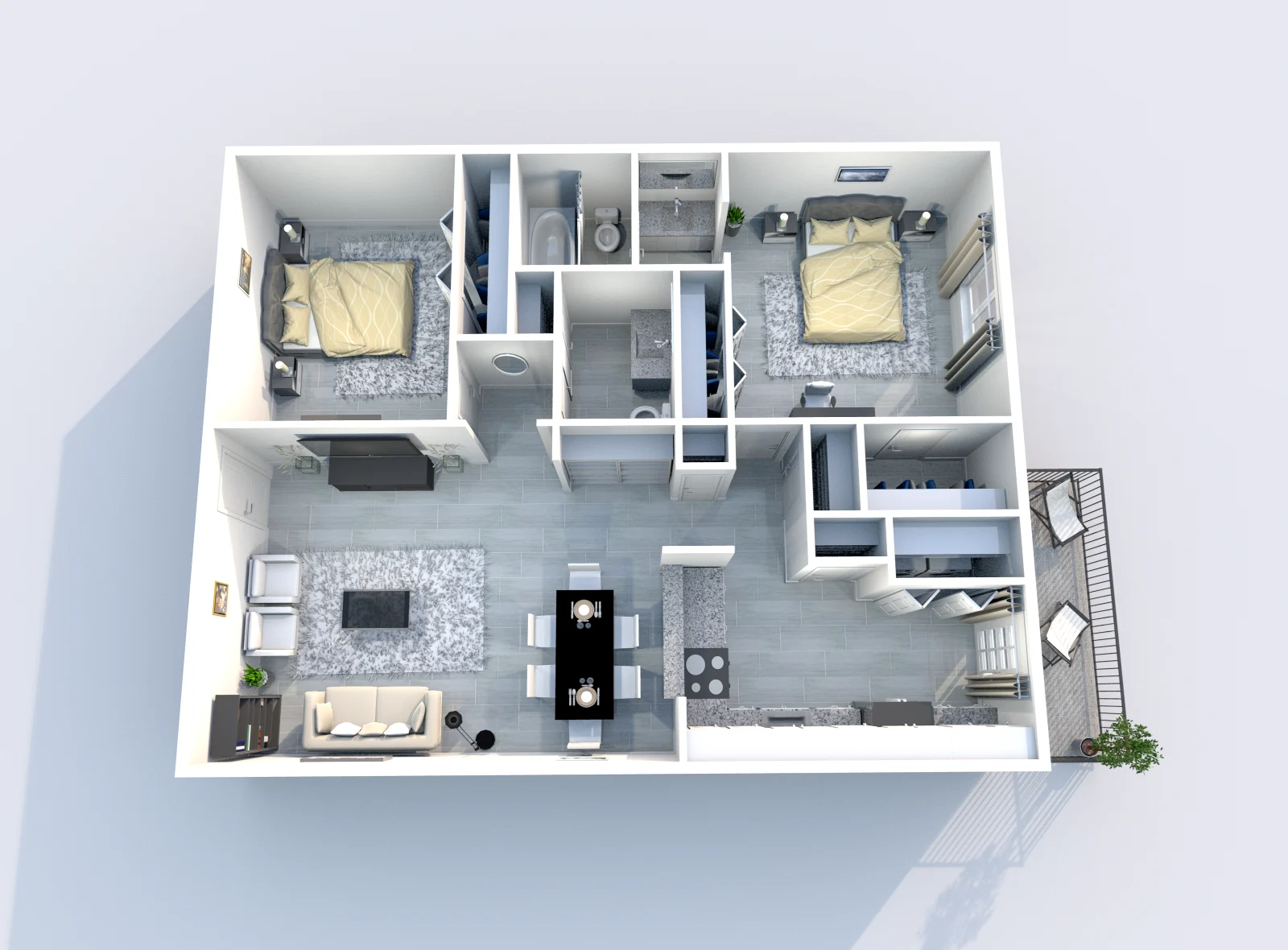 Providence at Baytown — floor plan, Plan B2 · 2 bed · 1.5 baths · 950 sq ft