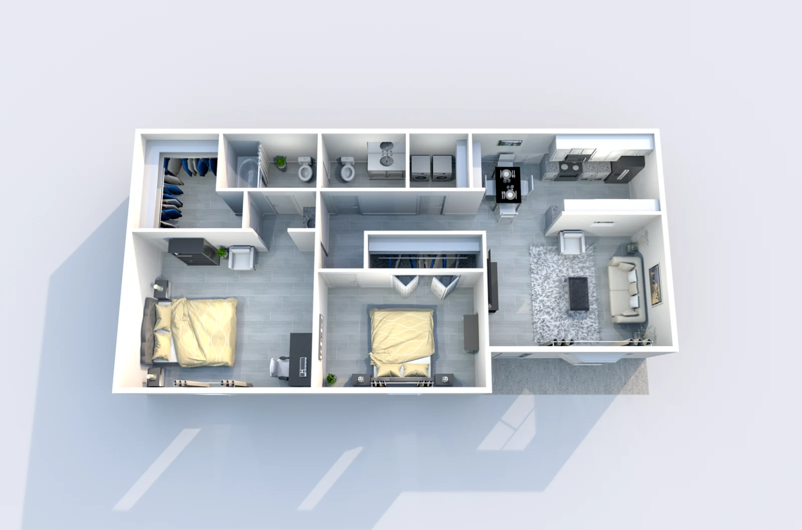 Providence at Baytown — floor plan, Plan B4 · 2 bed · 1.5 baths · 1,048 sq ft